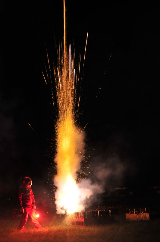 Ray Casey watching the shell he lit go up.
